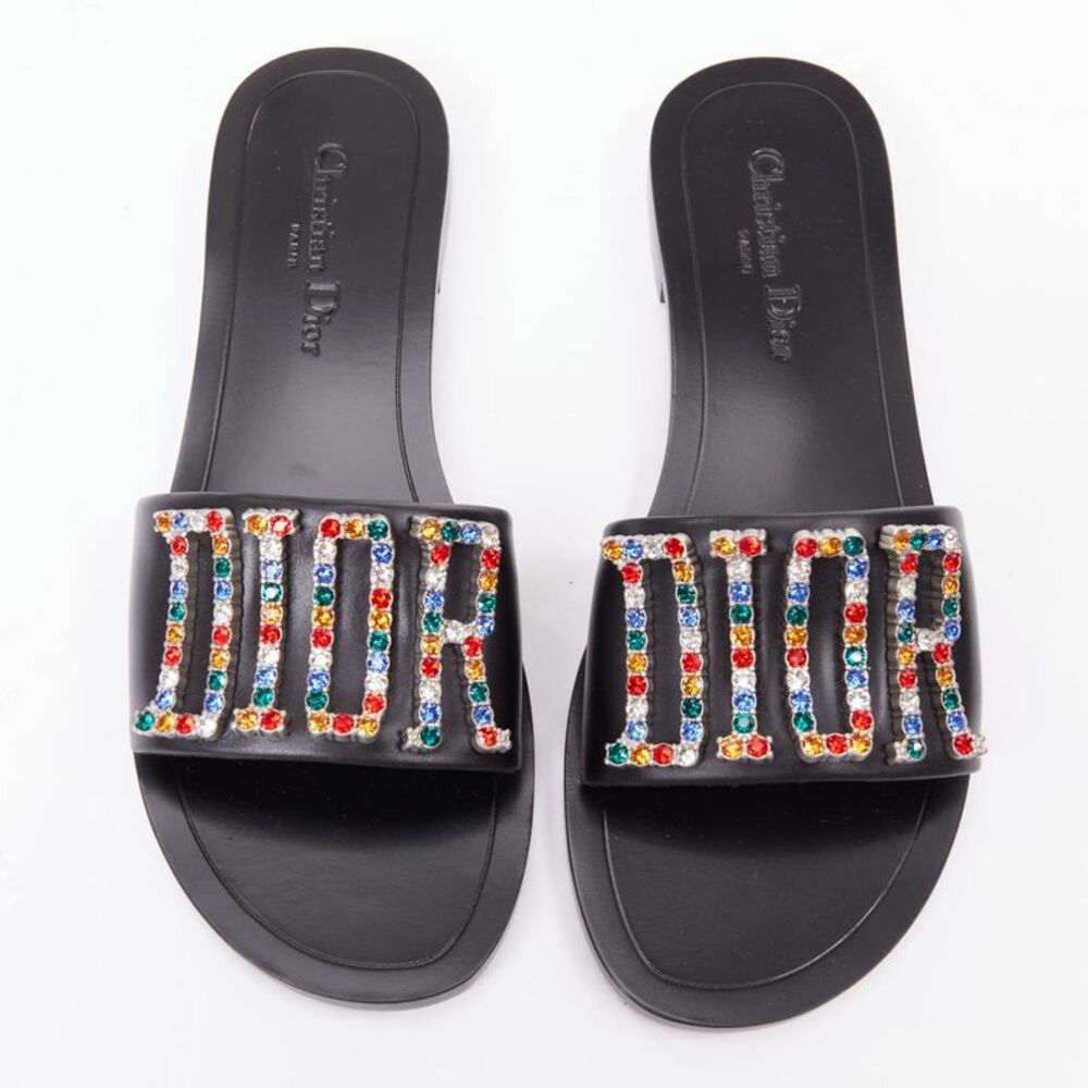 Dior Crystal Pave Logo Slides